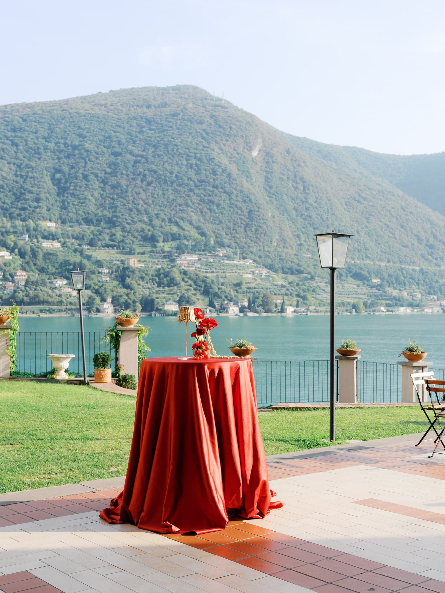 red italian wedding welcome party