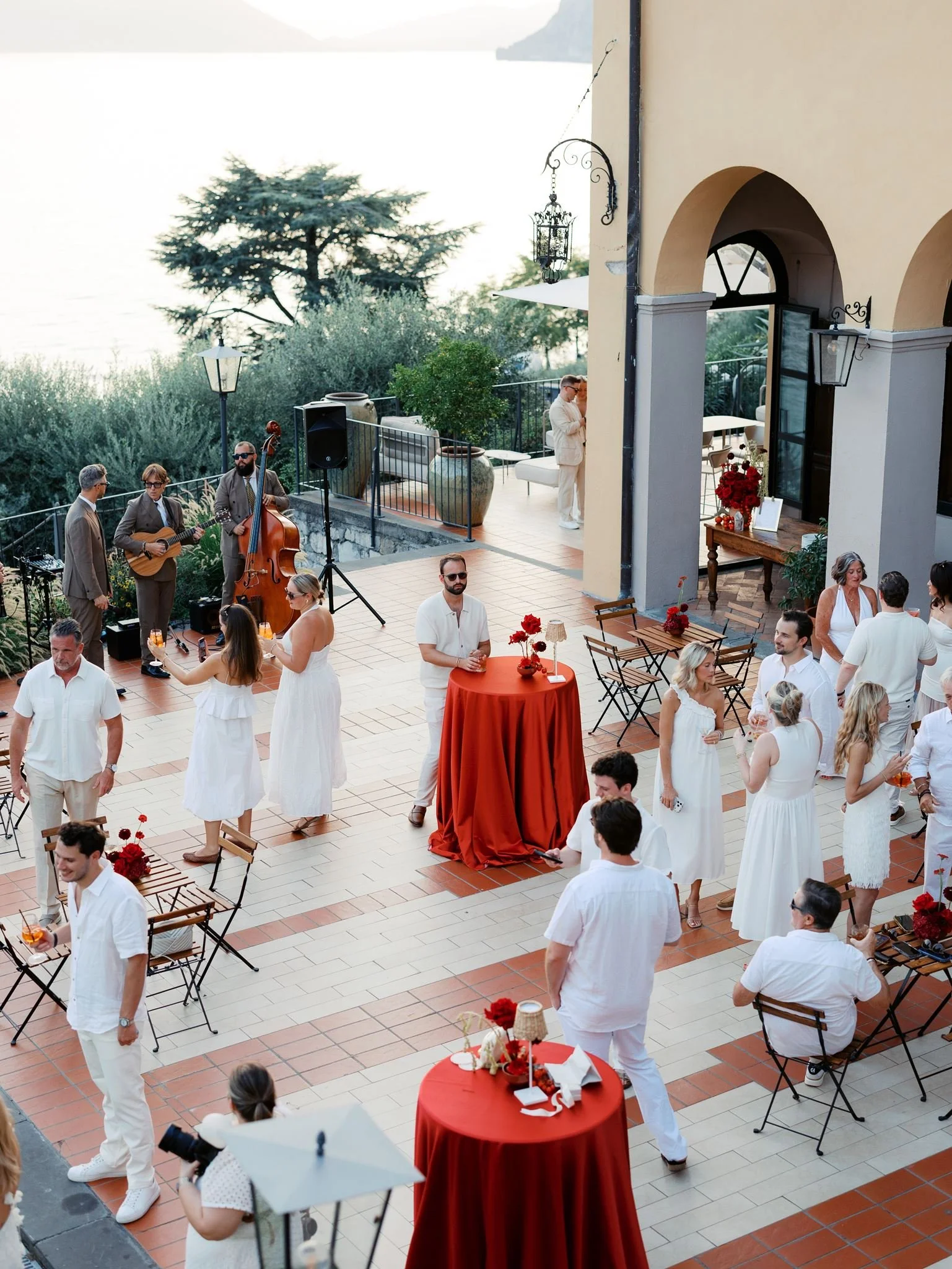 all white welcome party italy wedding