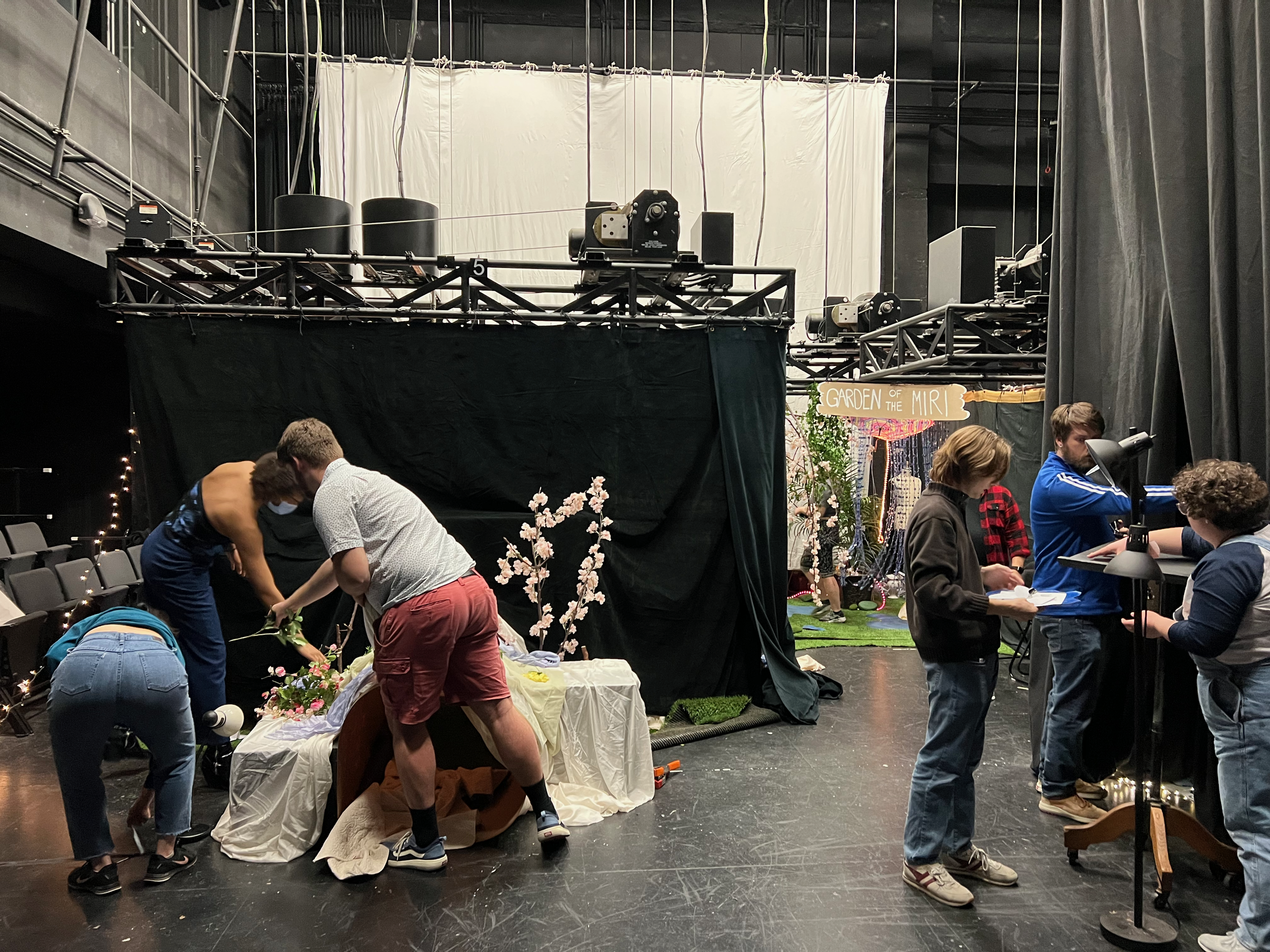  Students building and installing the   Moonlit   immersive experience.  