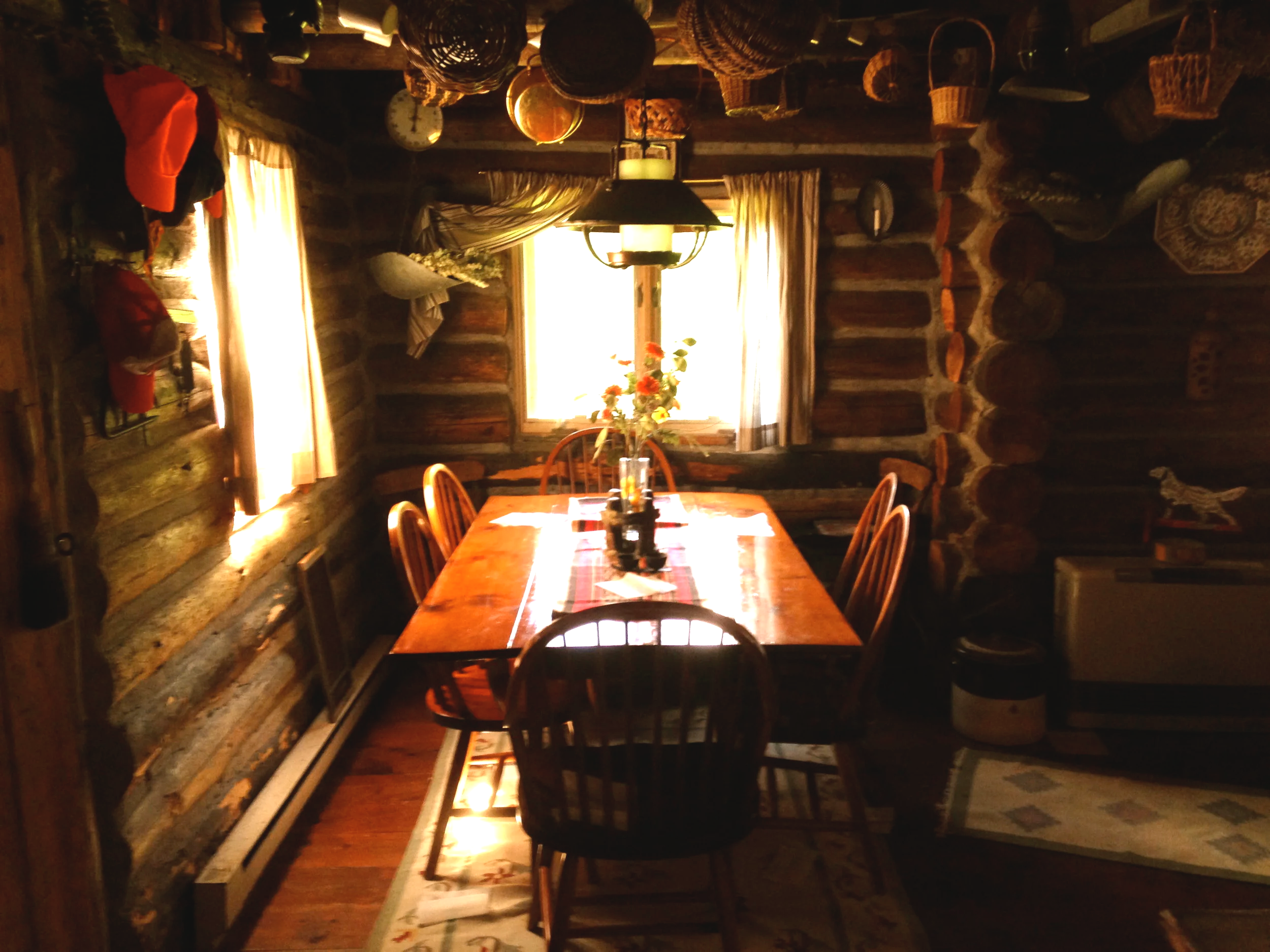 Bill refinished this (wood) table in the Cabin’s dining area.