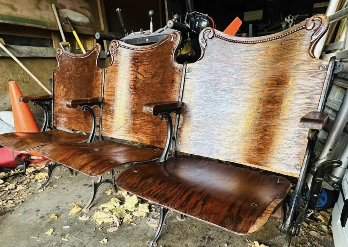 Old movie house seating, restored.
