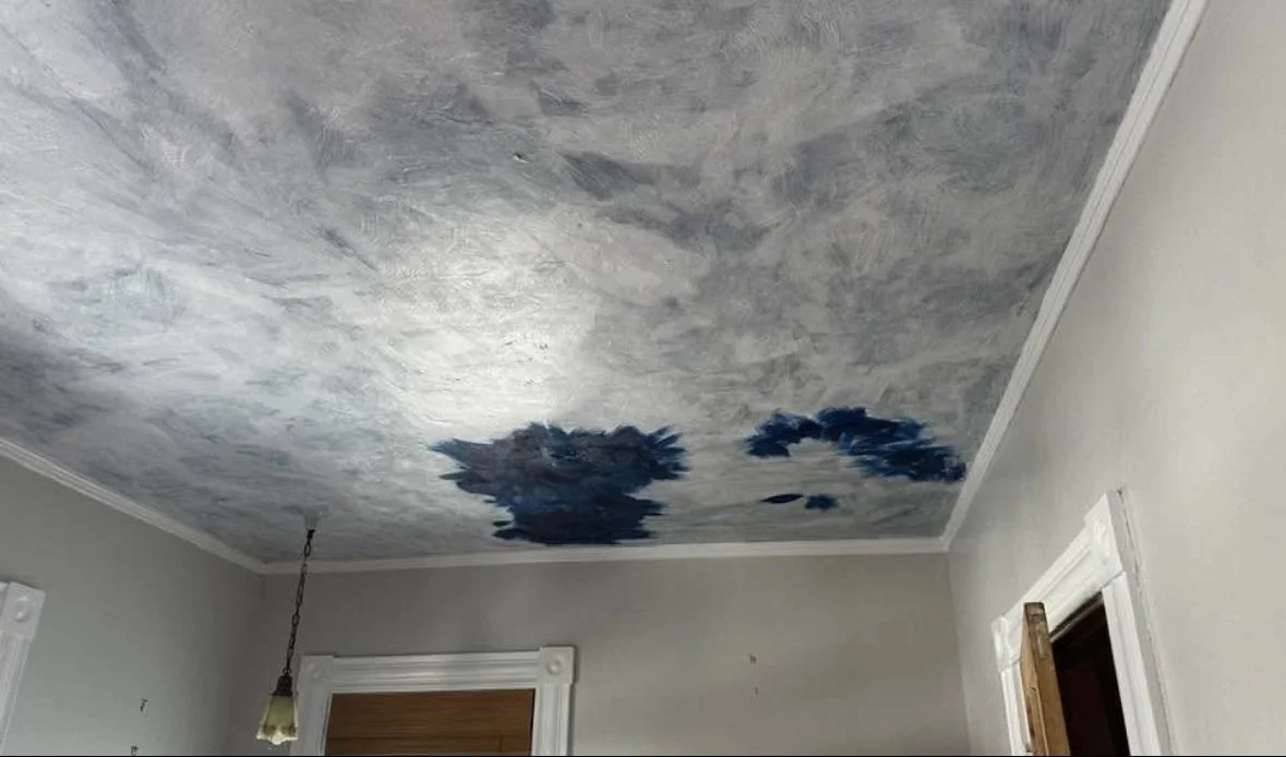 Decorative finish on ceiling.
