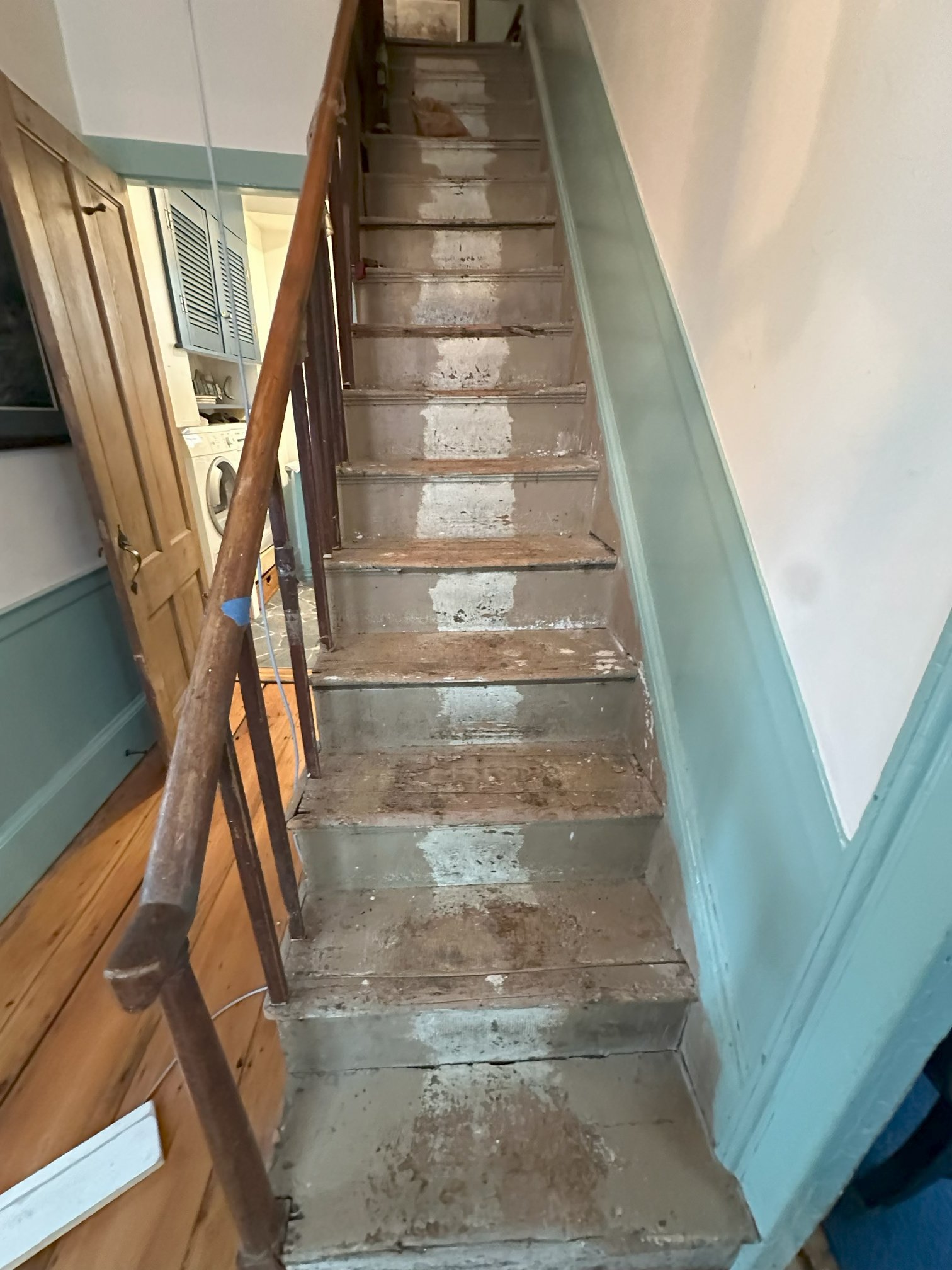 Before - 300 year old pine staircase. 