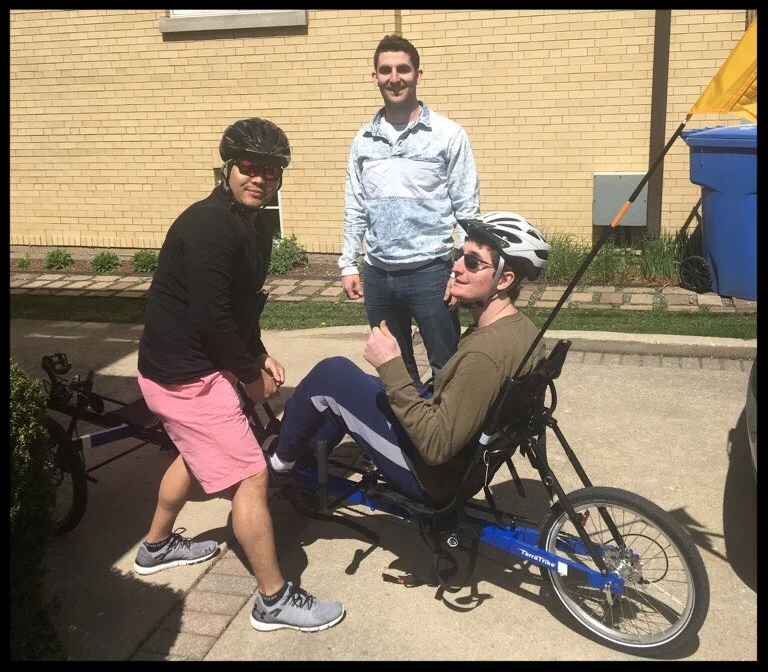 Will riding his tandem recumbent bicycle.&nbsp;&nbsp;