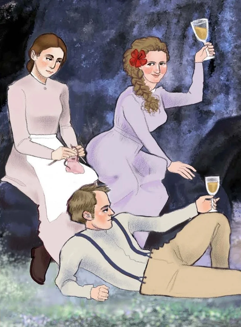 Detail of the author as Zenobia (right) from the Three of Cups