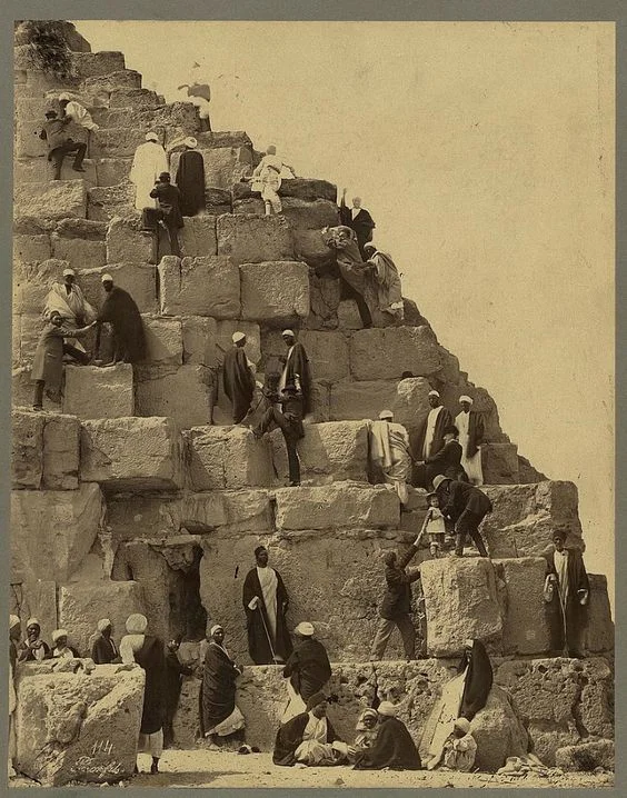 “the rugged, jagged, steep, and perilous sidesof the Great Pyramid"