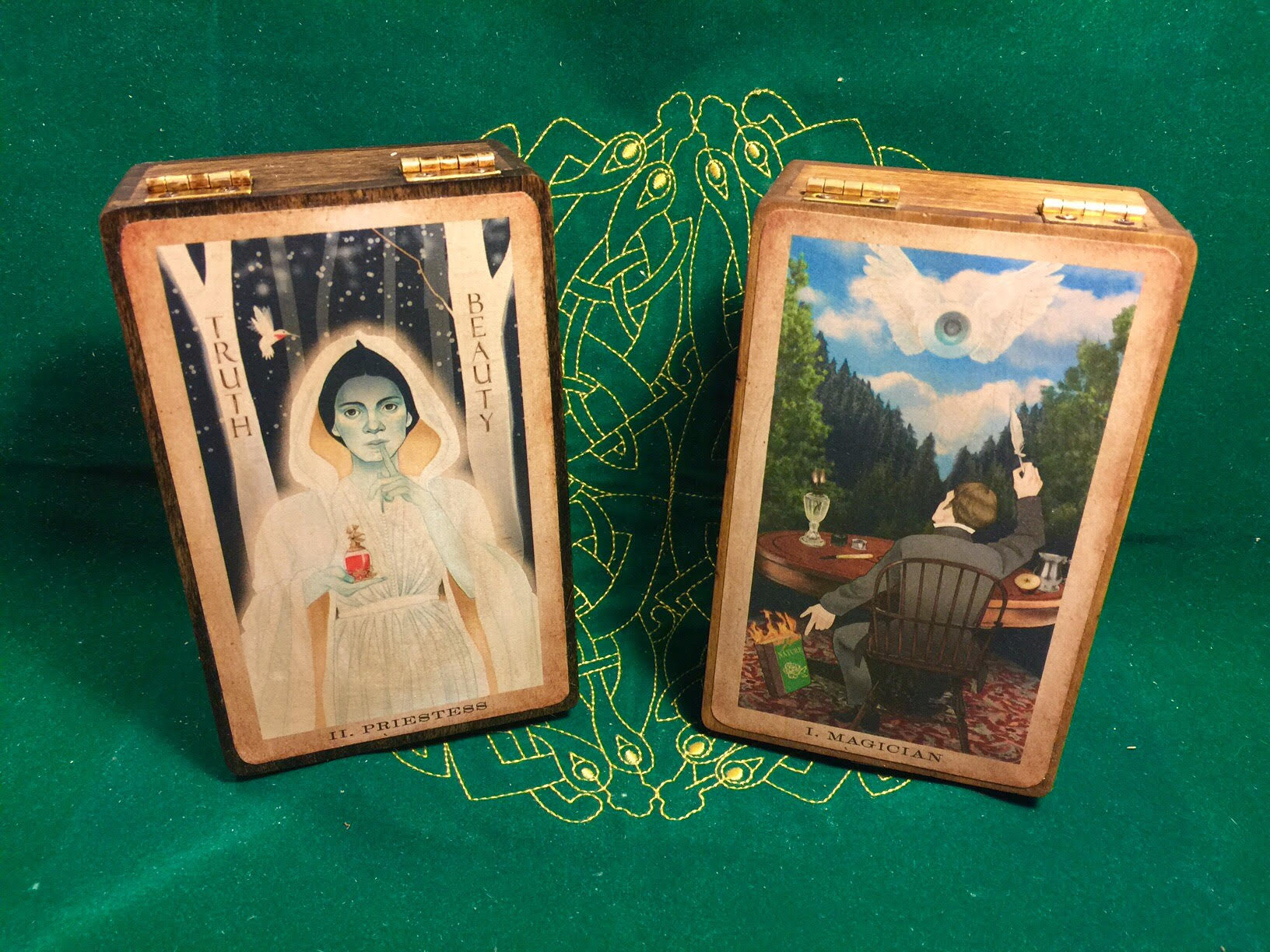 Handmade boxes of poplar wood featuring images from our deck