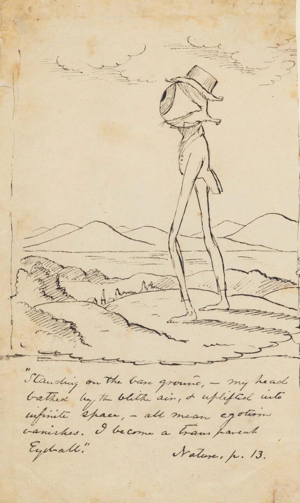 Spoof of Nature's “transparent eyeball" by Emerson's friend, Christopher Cranch