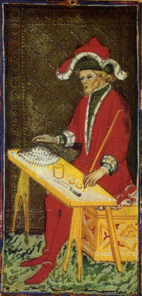 The seated Magician of the Visconti-Sforza Tarot