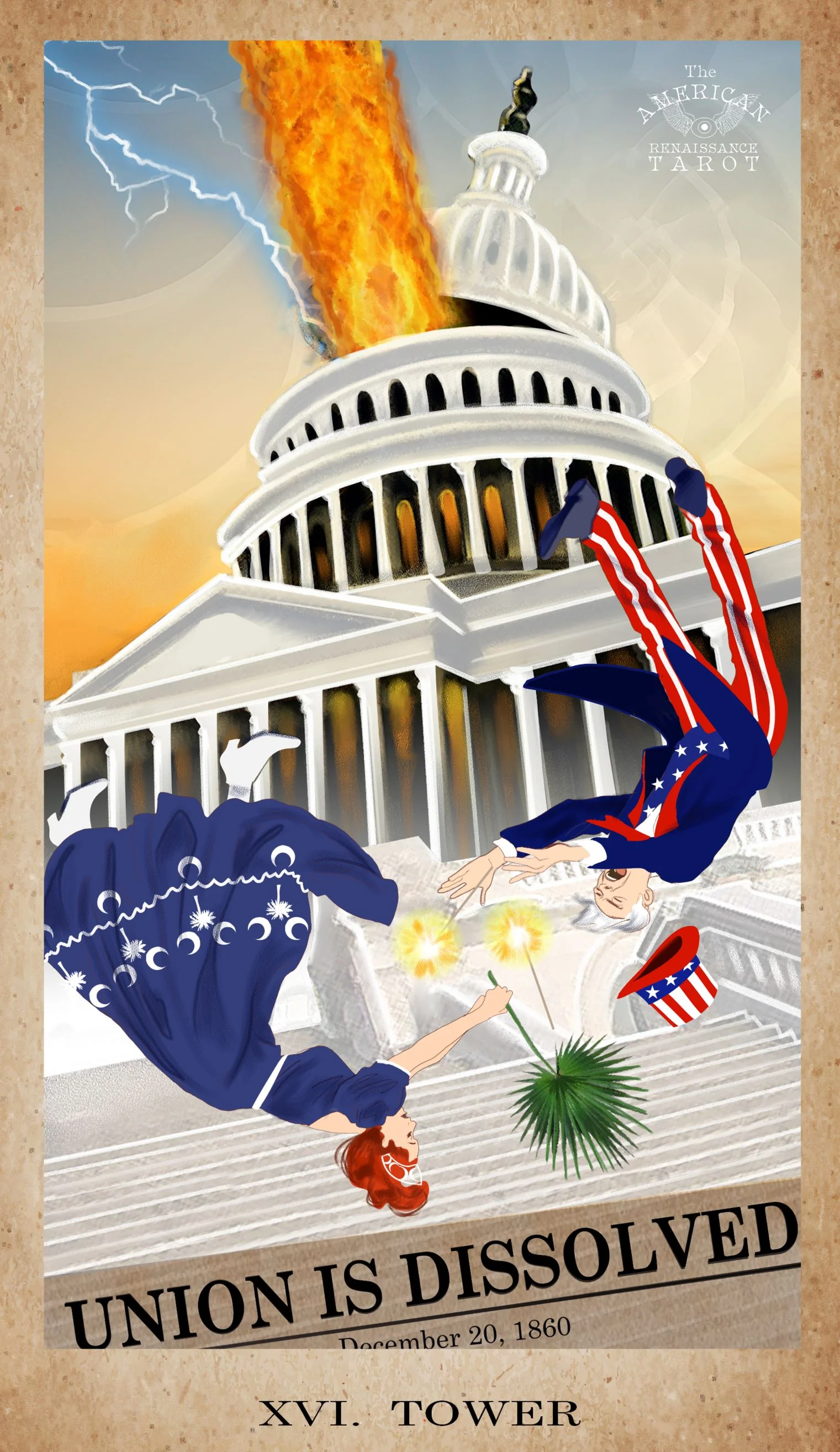 The Tower for The American Renaissance Tarot