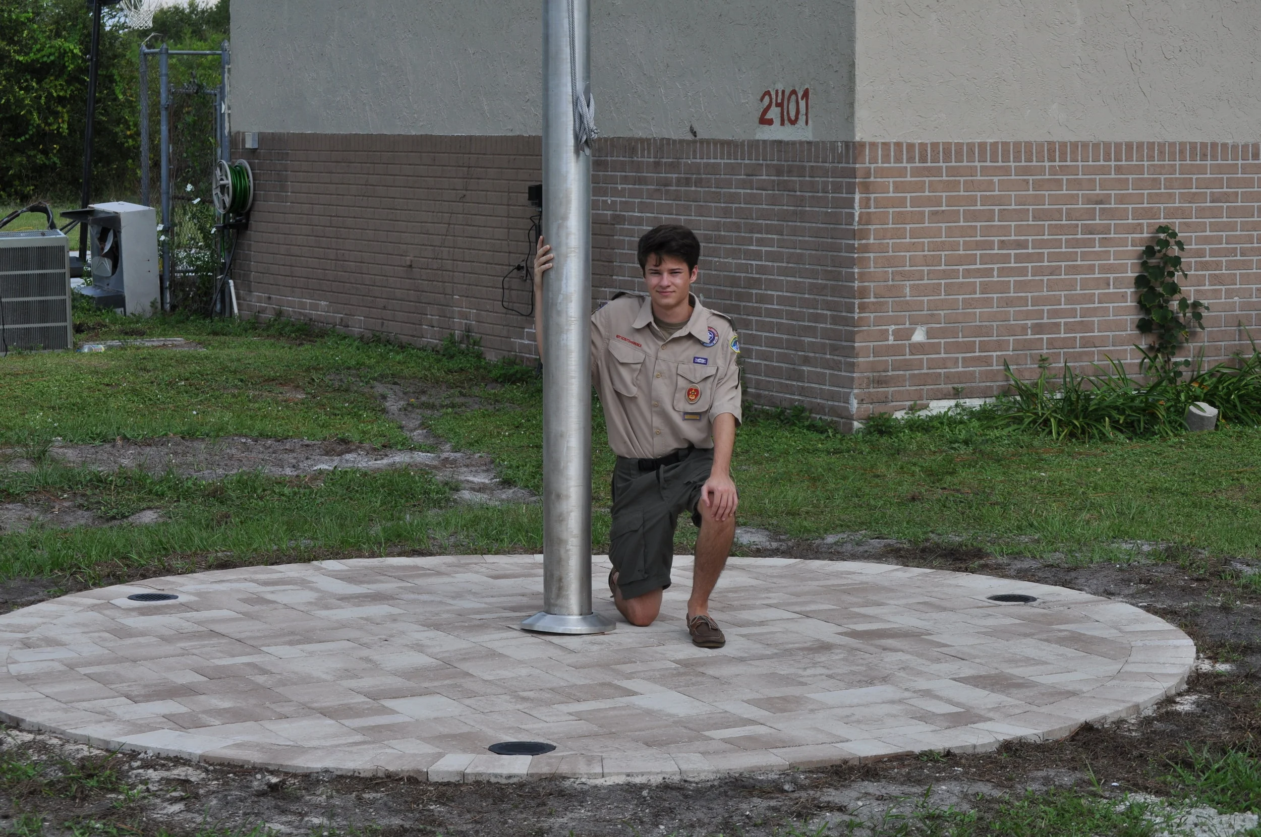 Eagle Scout Candidate Installs Flag Pole!