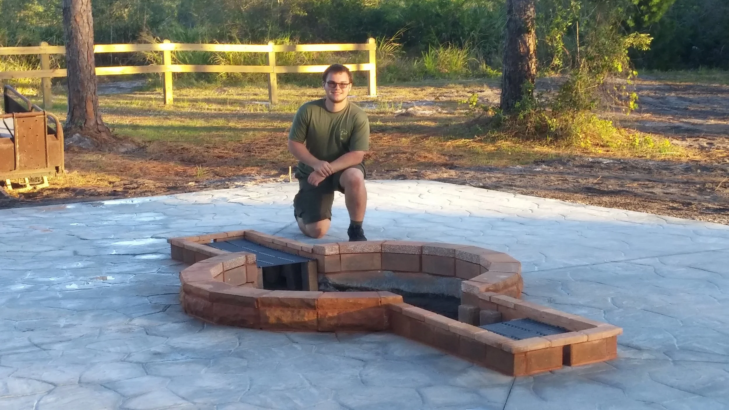 Zachary Barhold built an awesome Fire Pit on the grounds of Pass the Torch. 