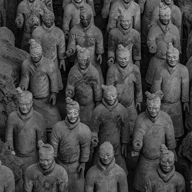 Terracotta Soldiers in Xi&rsquo;an, China. This excavation site has revealed over 8,000 soldiers (each with a unique face) as well as hundreds of horses and chariots. The army is part of a vast array of hidden chambers surrounding and protecting Empe