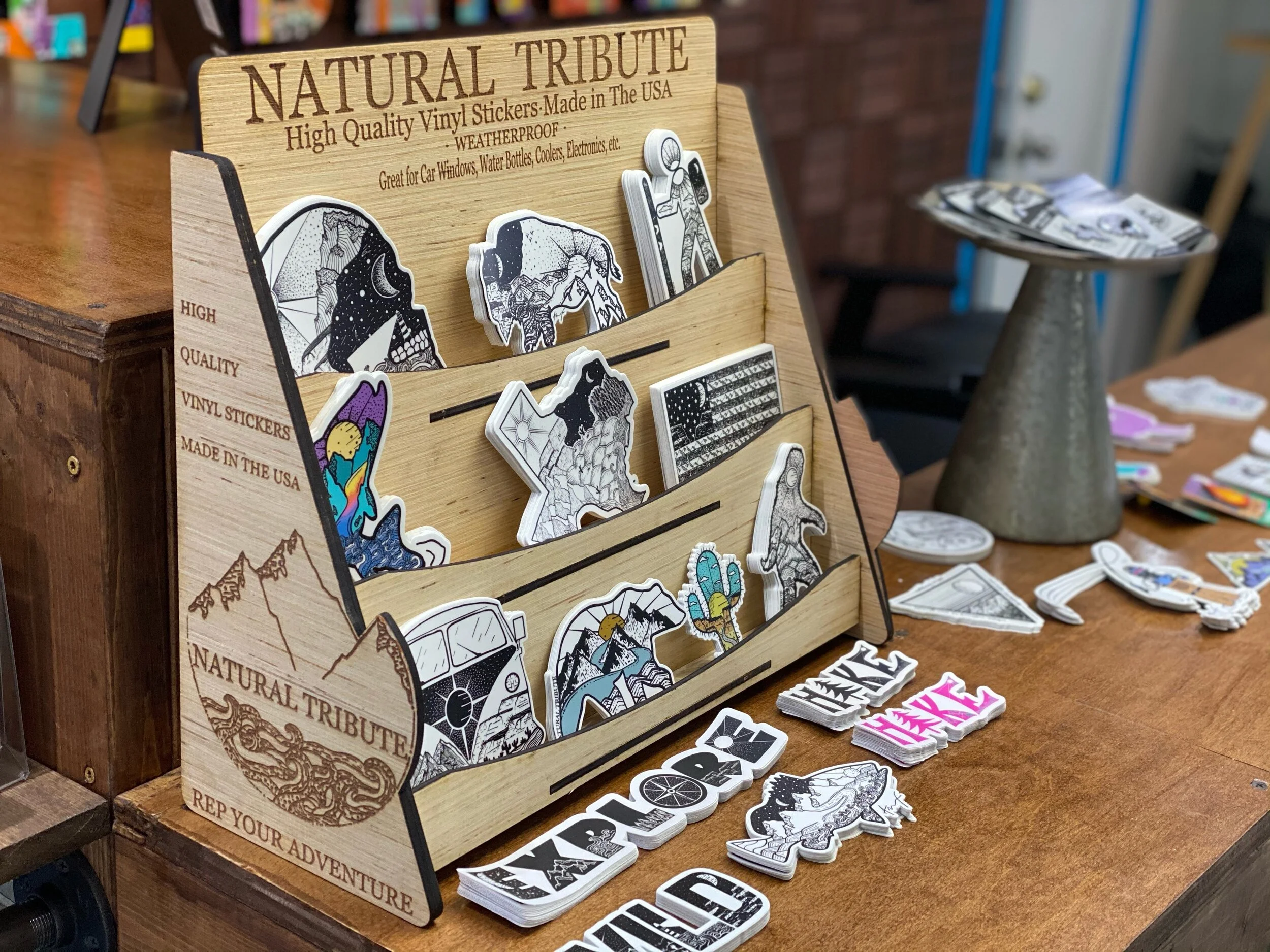 laser cut/engraved POS display