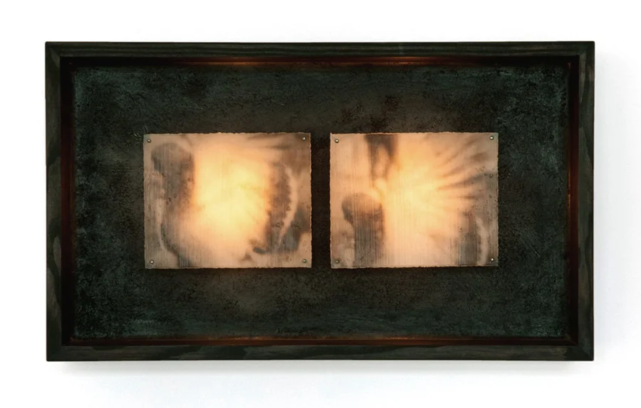 Saint Mark's Square III , 2008 Wood box, photography, encaustic, steel and lights 7.75" x 13.25" x 3.5"
