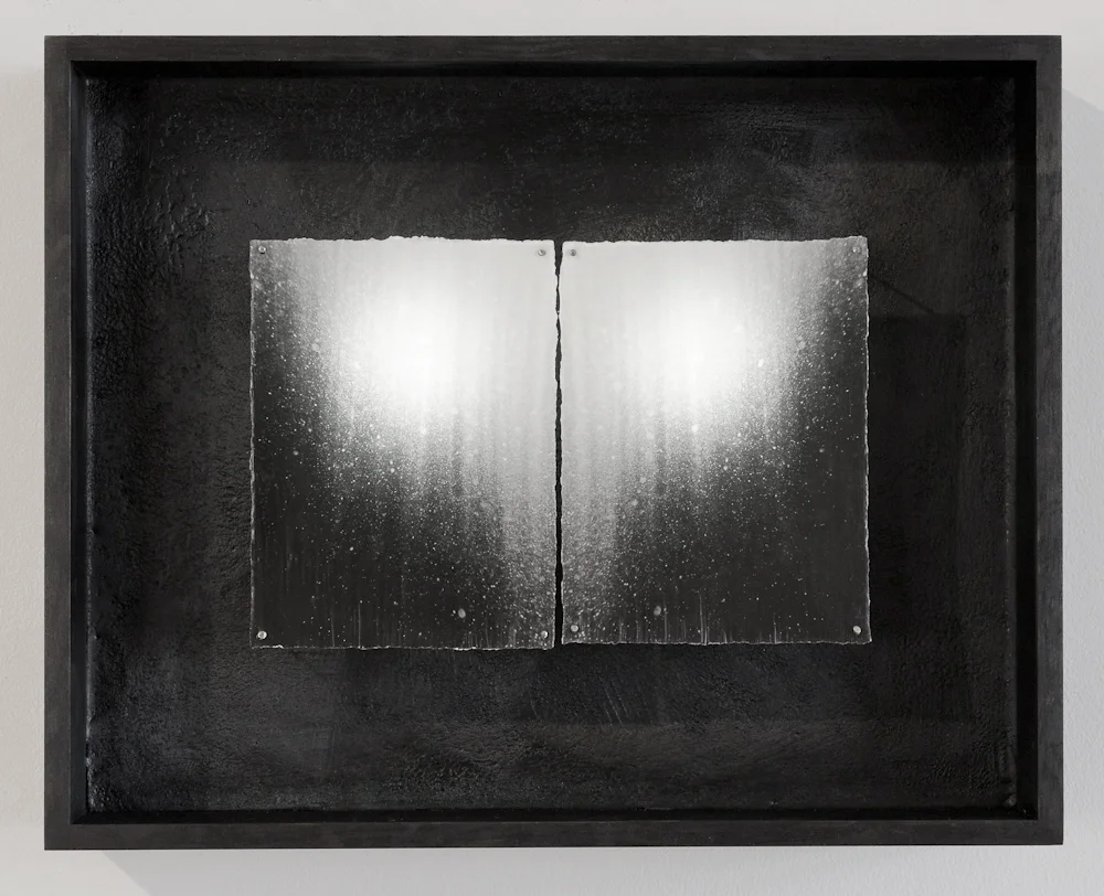 Sea | Sky , 2014 Wood box, photography, encaustic, steel and lights 15" x 12" x 3"