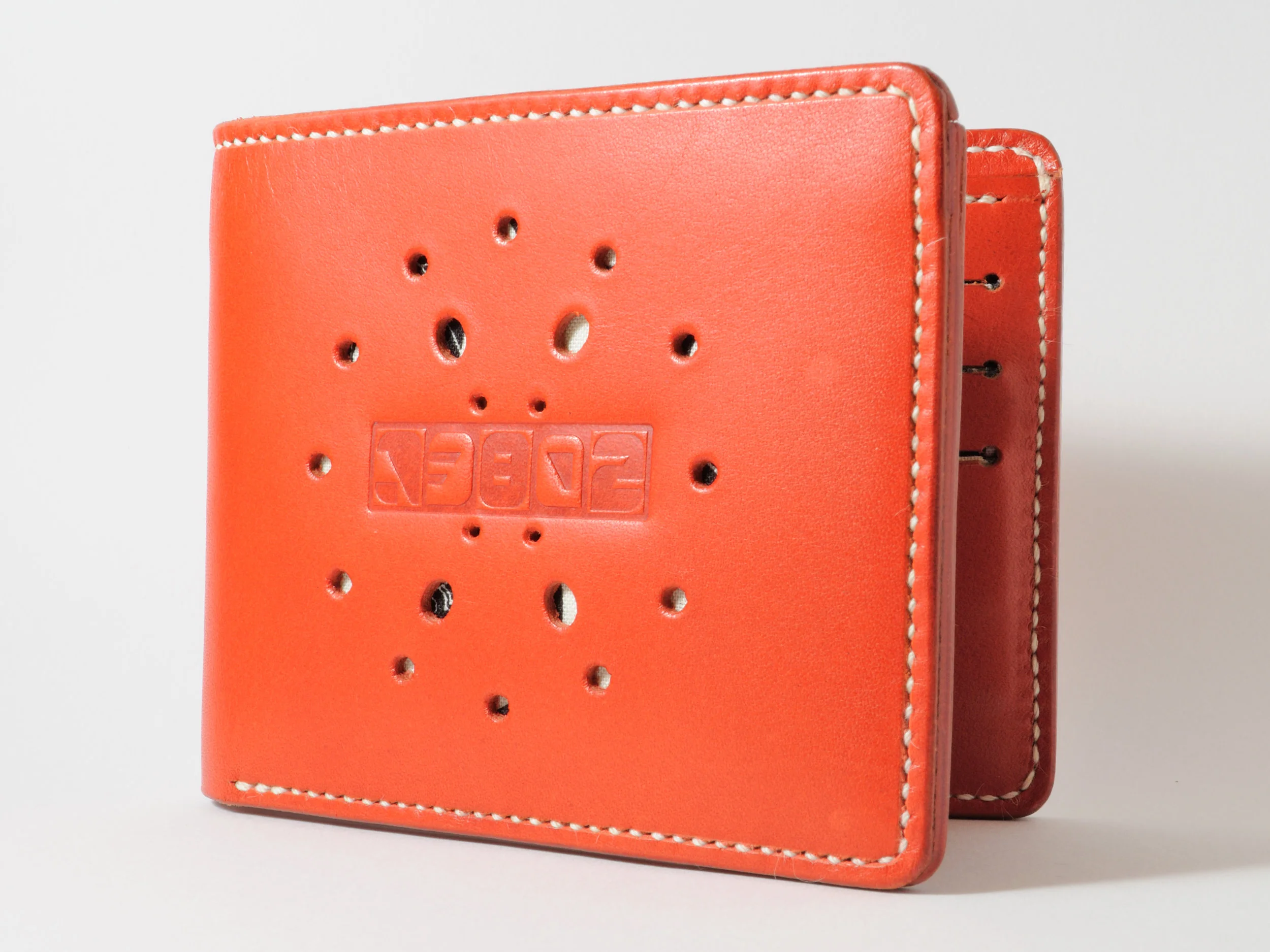 Red leather w/ Japanese black on natural kamon-print liner*