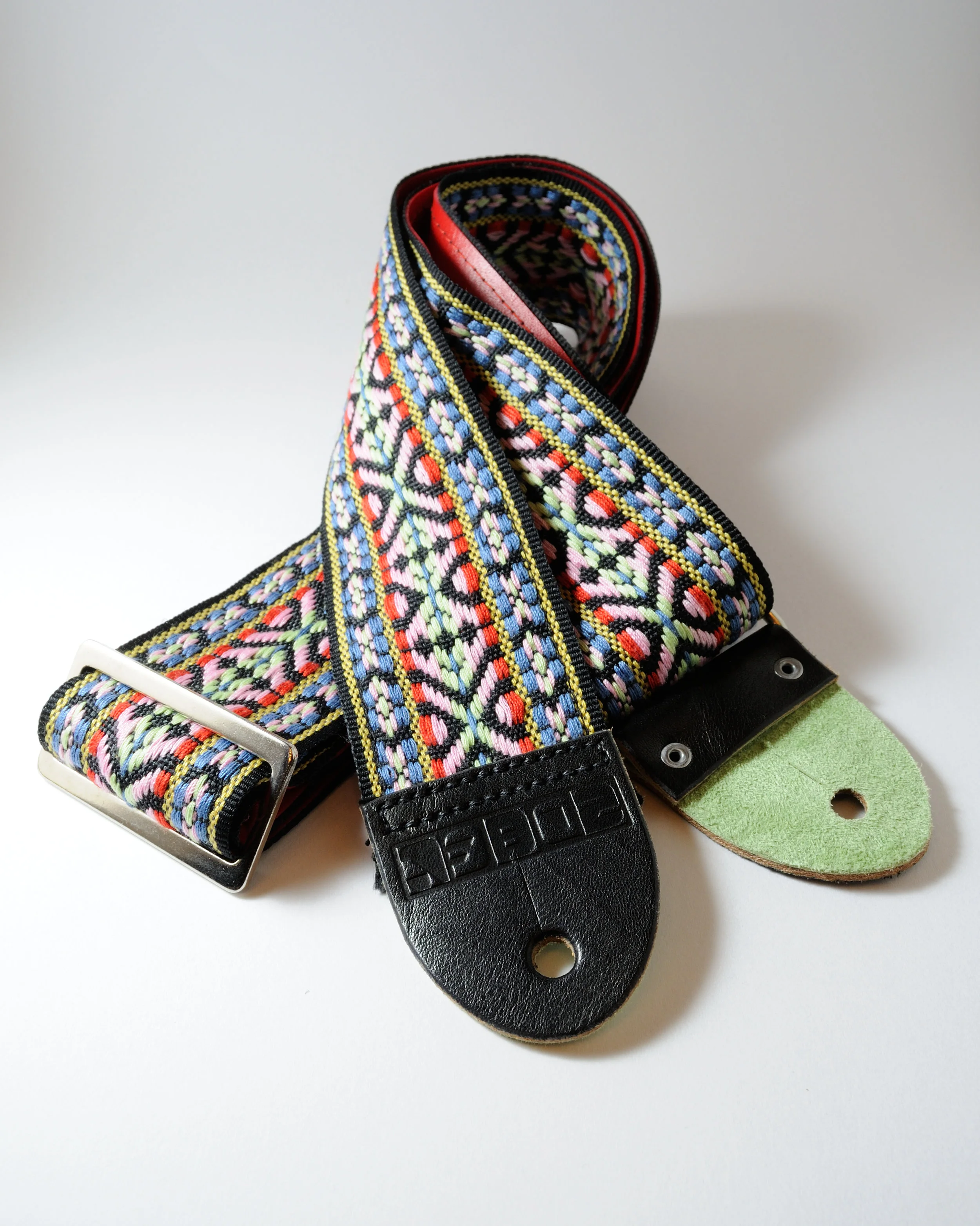 Colorful Southwestern Strap w/ Black Leather Ends