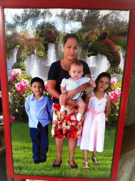 Lady with 3 children living under shed roof in Cristo Rey. We built her a new home.