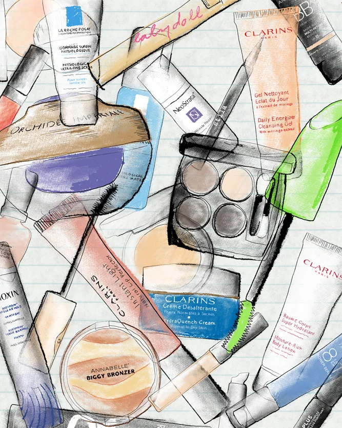 ELLE Québec Magazine; Beauty collage illustration and editorial design by Toronto/Montreal based creative directior / art director Guillaume Brière