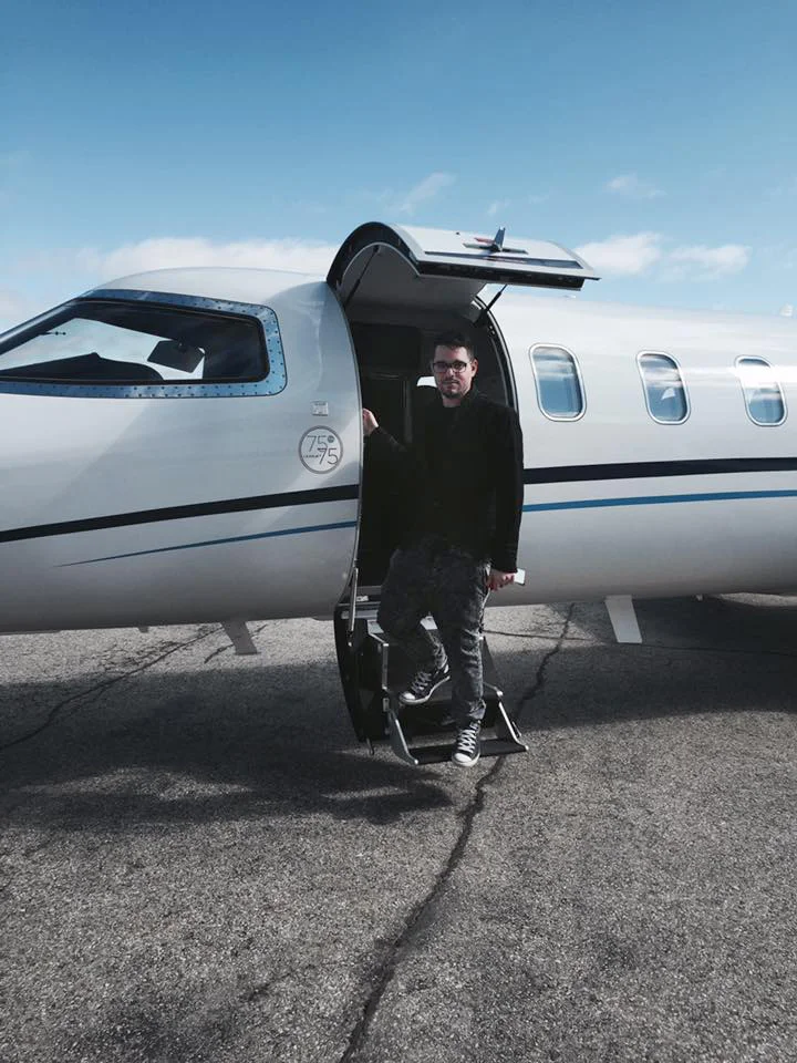 Me, boarding the redesigned Learjet 75.