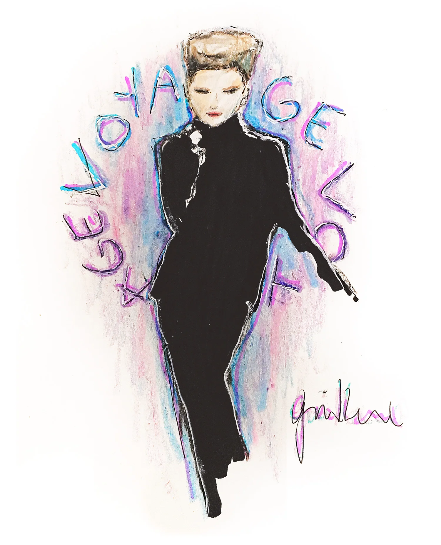 Voyage Voyage, French signer Desireless — Pastel, acrylic paint, ink and eye shadow on paper