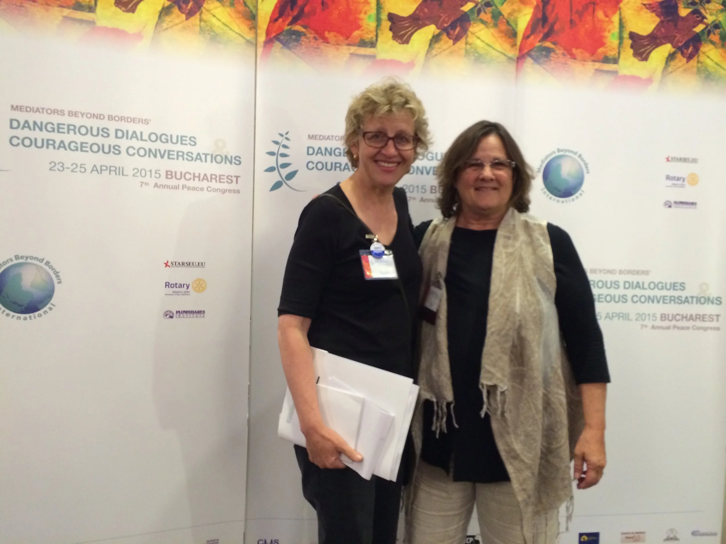 CCS was selected to present a workshop on our use of Restorative Circles With Youth at the 2015 Mediators Beyond Borders Conference in Bucharest, Romania. On right, School Program Director Carrie Nardie, M.S.W. with CCS Board Member Mary Hellwig.
