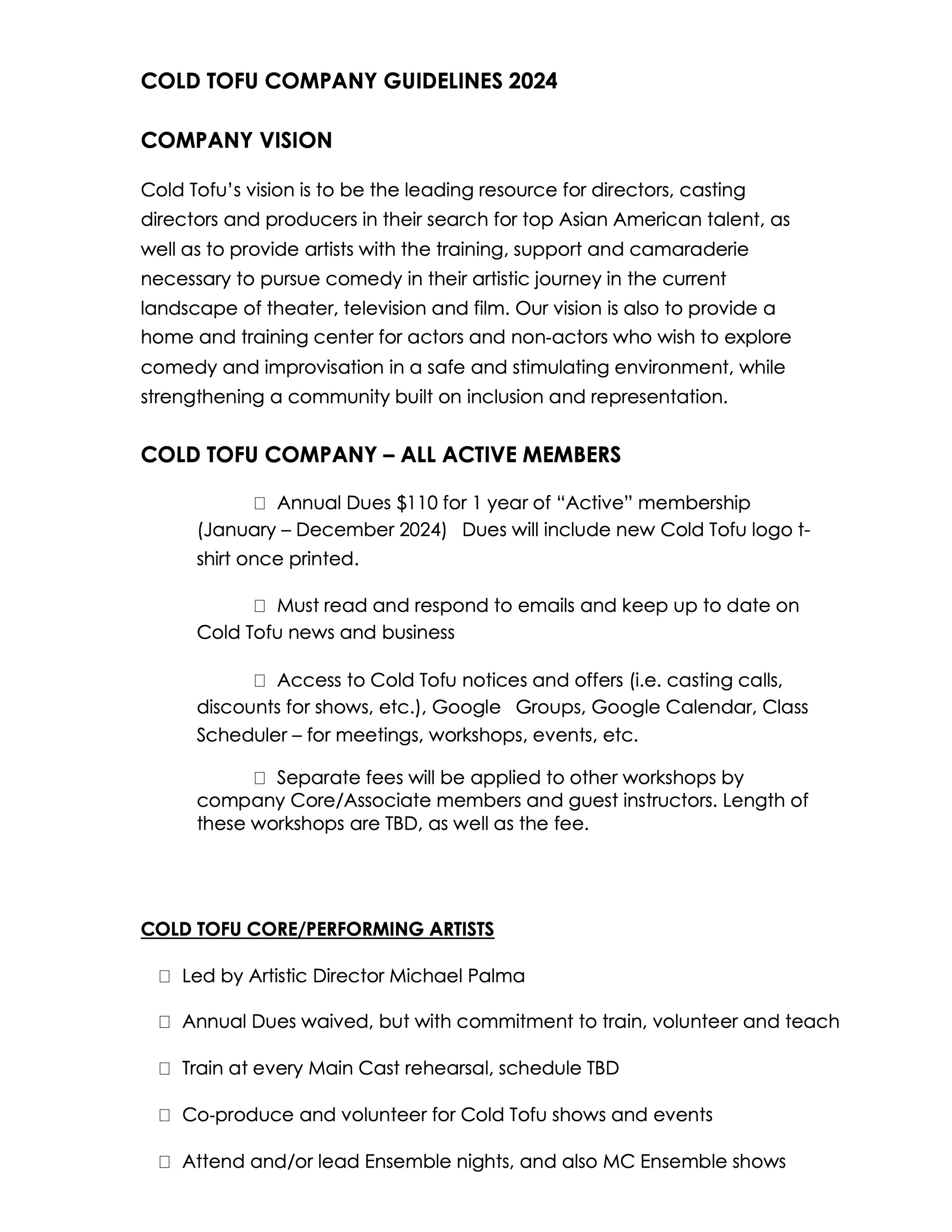 Membership Guidelines 2024 Cold Tofu