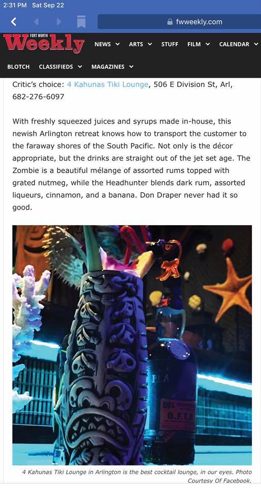 Fort Worth Weekly Best Cocktail Lounge