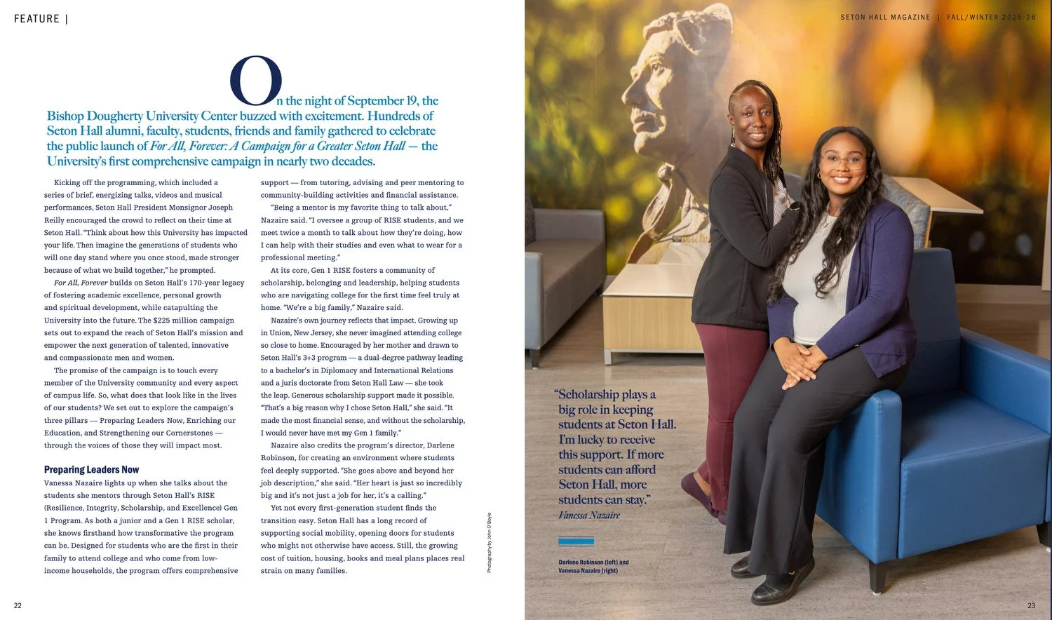 Corporate portraits for Seton Hall magazine