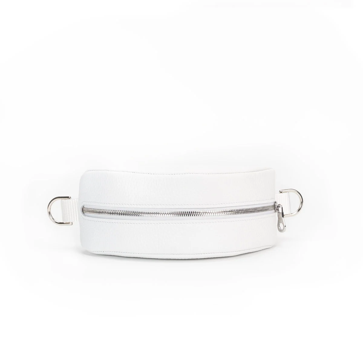 Taco fanny pack leather white front.JPG