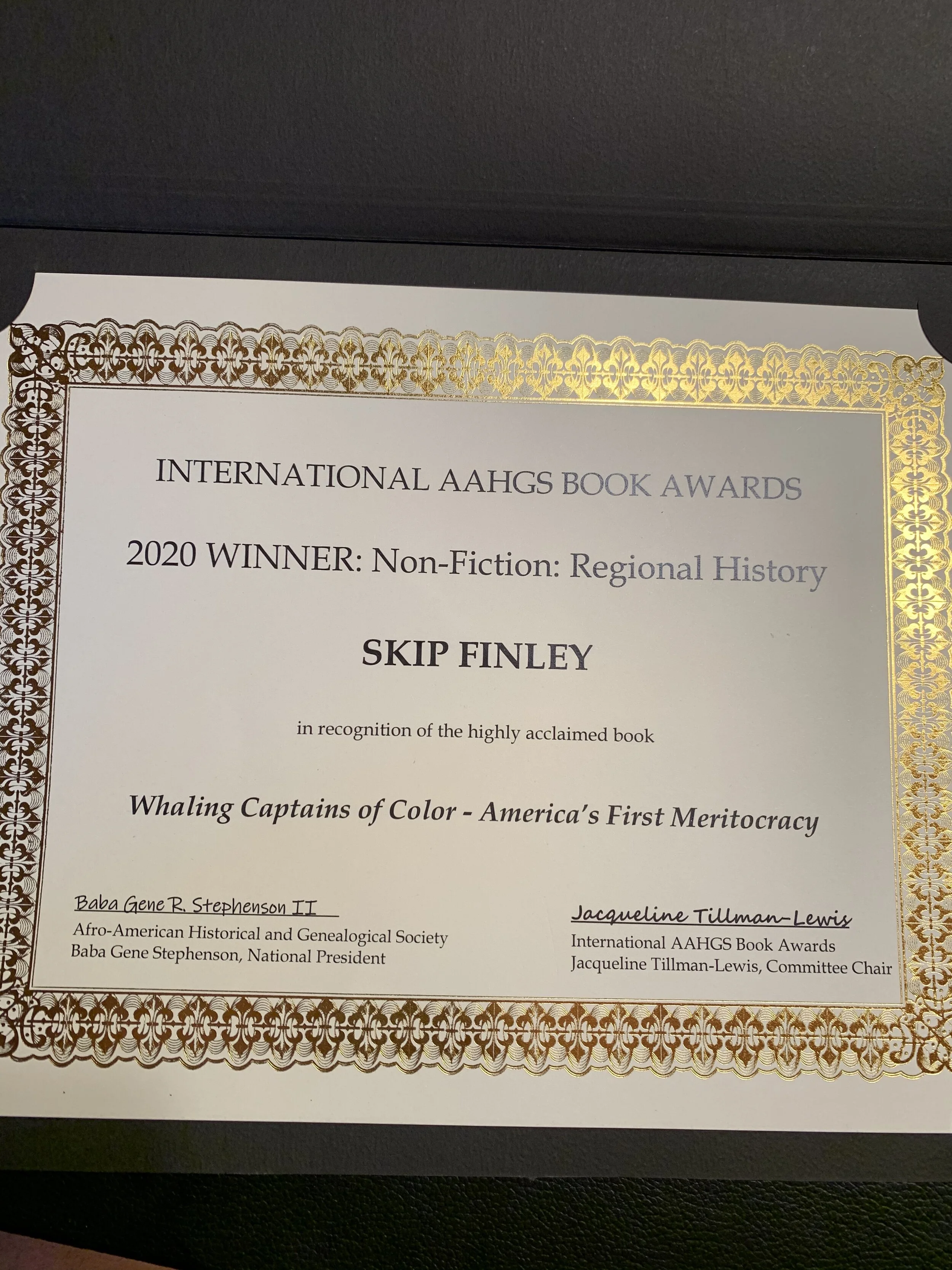 Afro American Historical & Genealogical Society Award