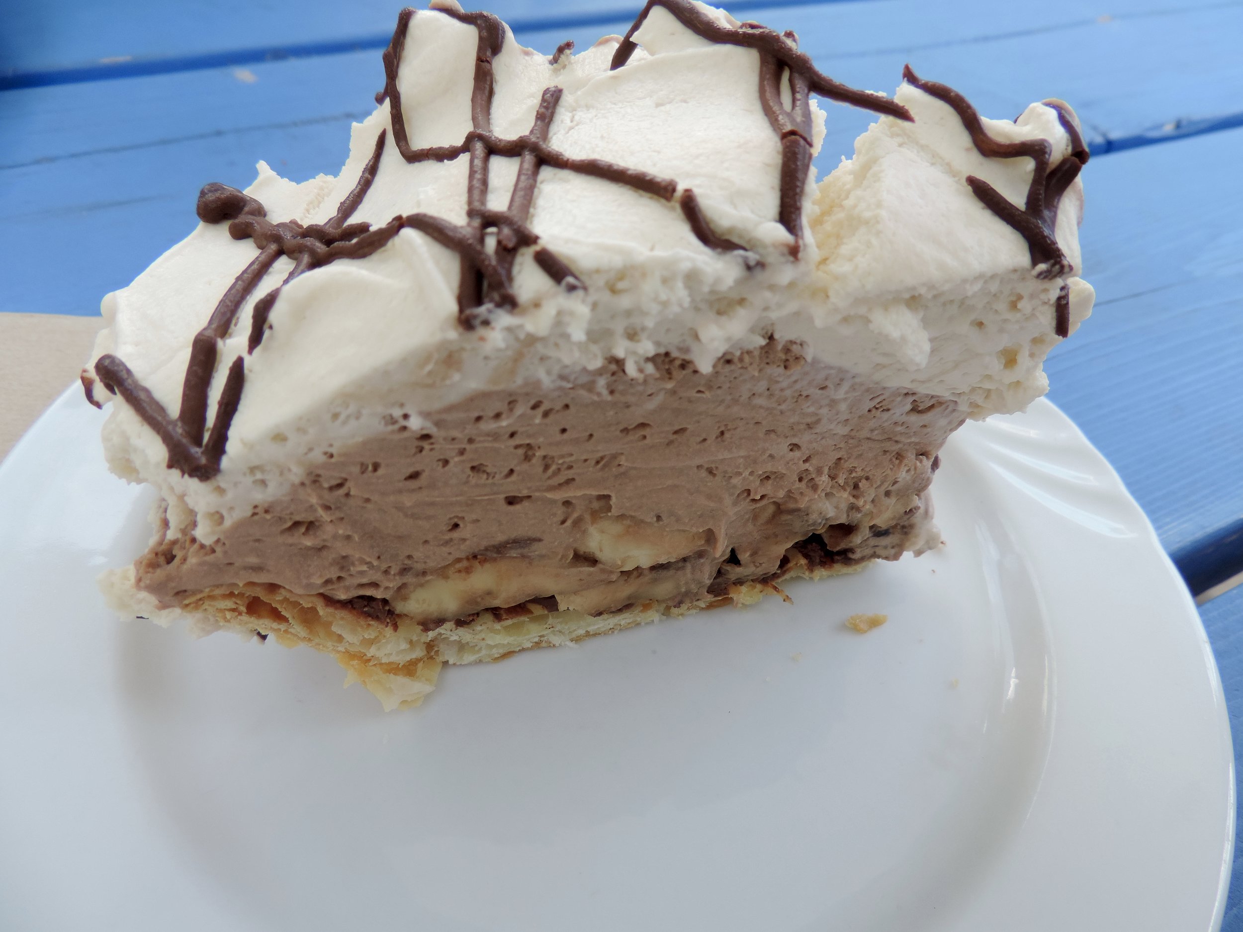 Chocolate banana cream pie, $12.50