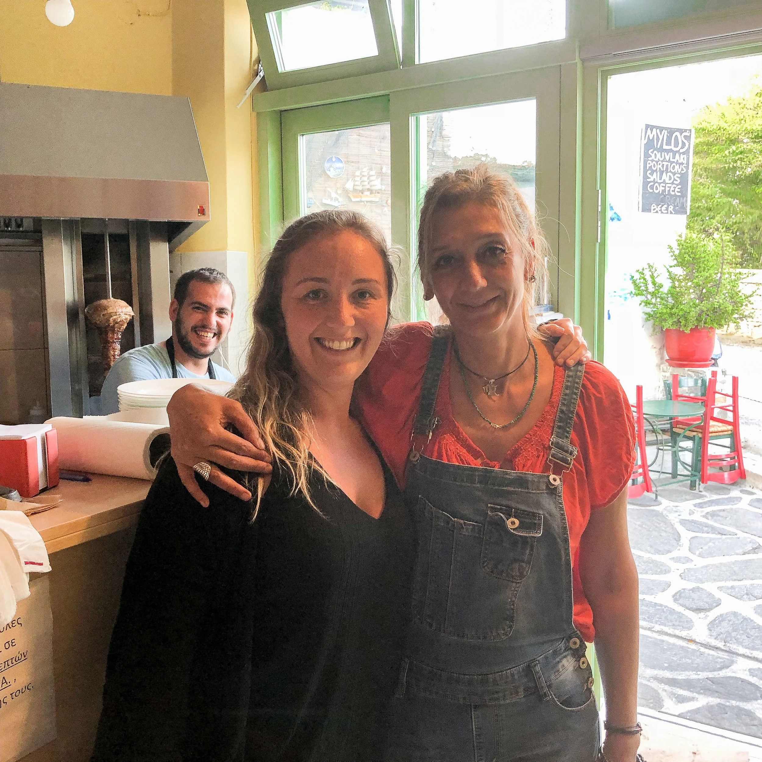 The owner and her son moved to Paros from Athens in search of a slower life. Today they serve the best gyros on the island, and welcome travelers in from the rain, like me!