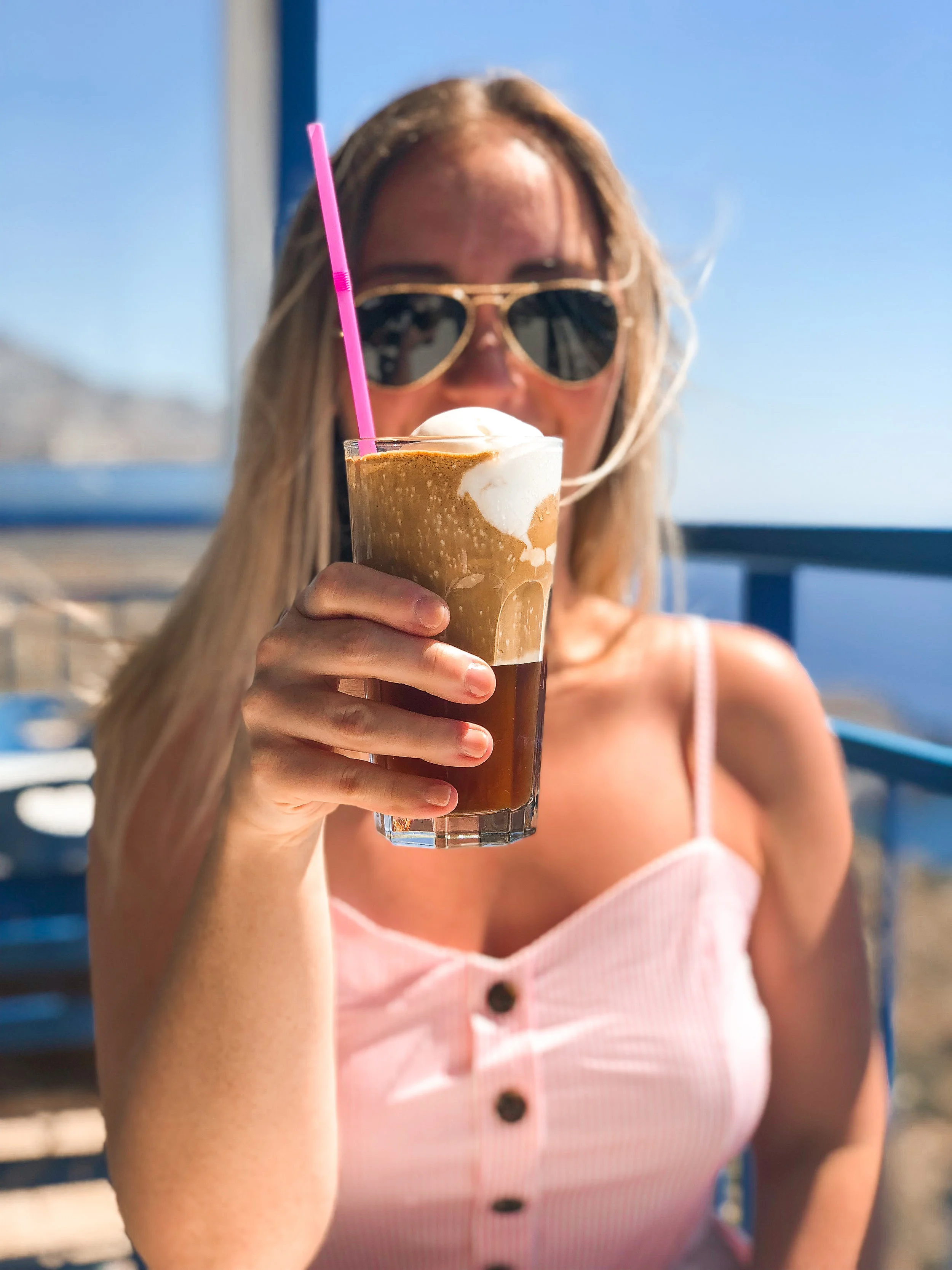 The best frappe I had in Greece, topped off with a scoop of vanilla ice cream!