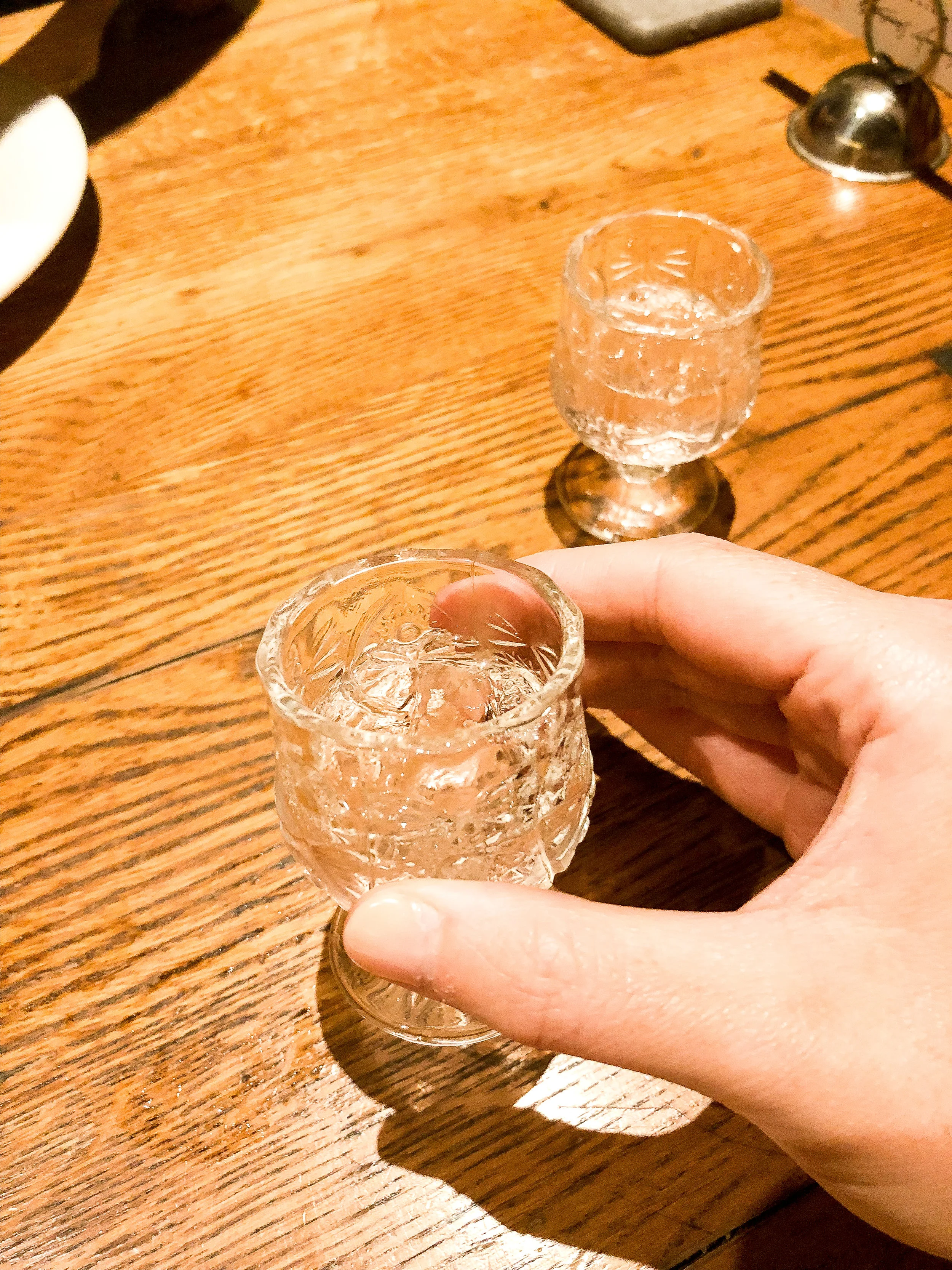 The delicious house raki at Peskesi, rose.