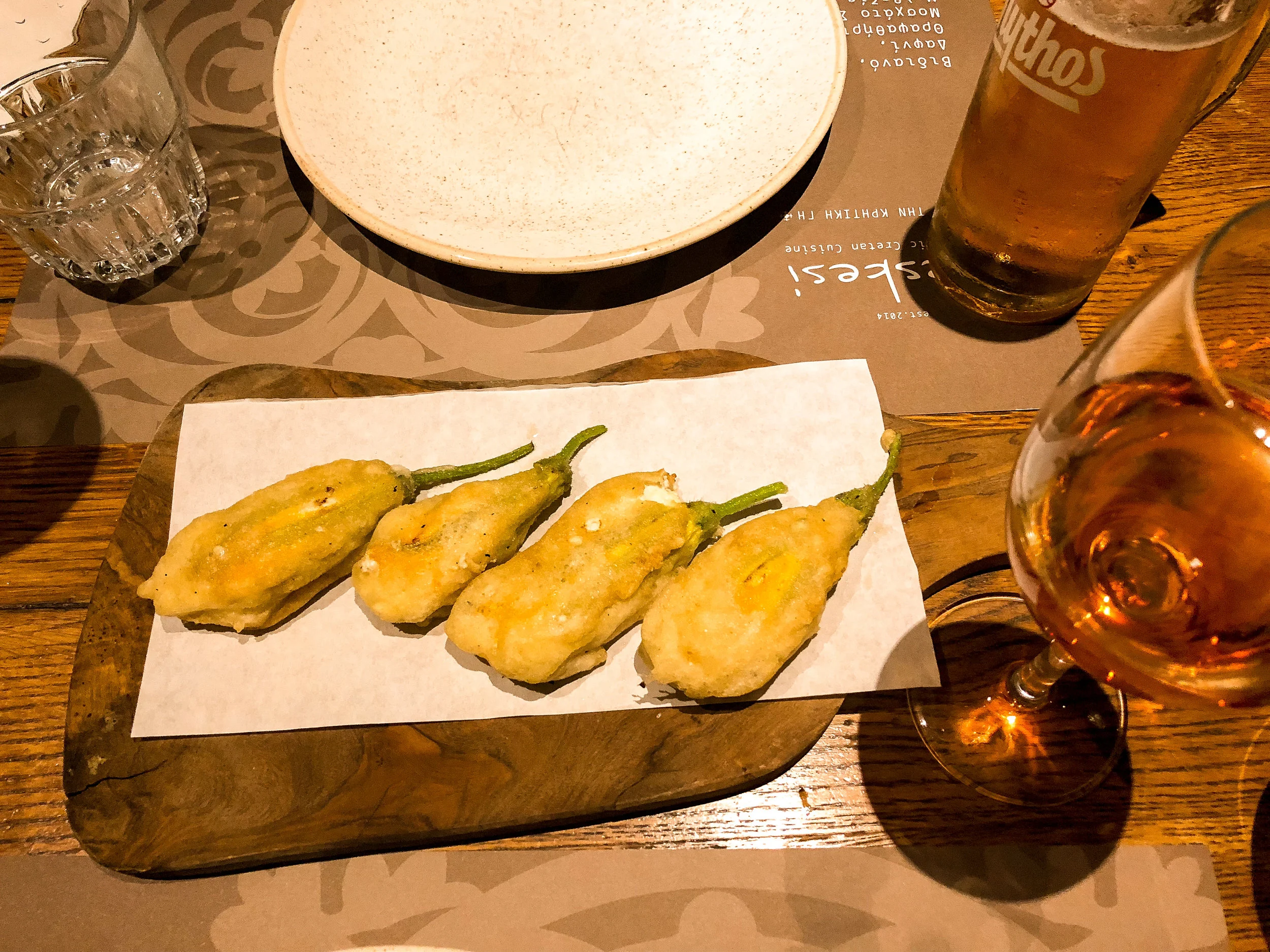 The delicious zucchini flowers. Rich, creamy, and decadent, these things were gone in 30 seconds, flat!