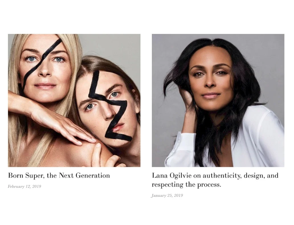 THE MODEL COOP / CONTENT STRATEGY Established media component comprising articles and interviews to evolve the branding of represented talent.