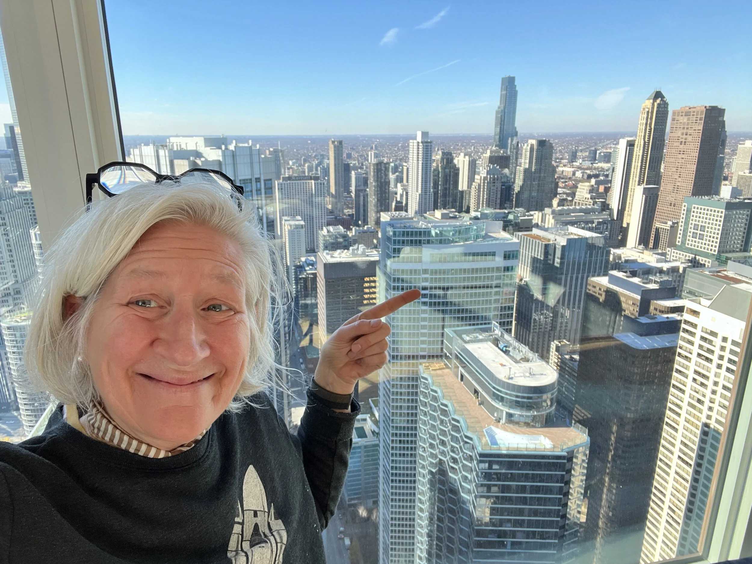 Kim showing us the view