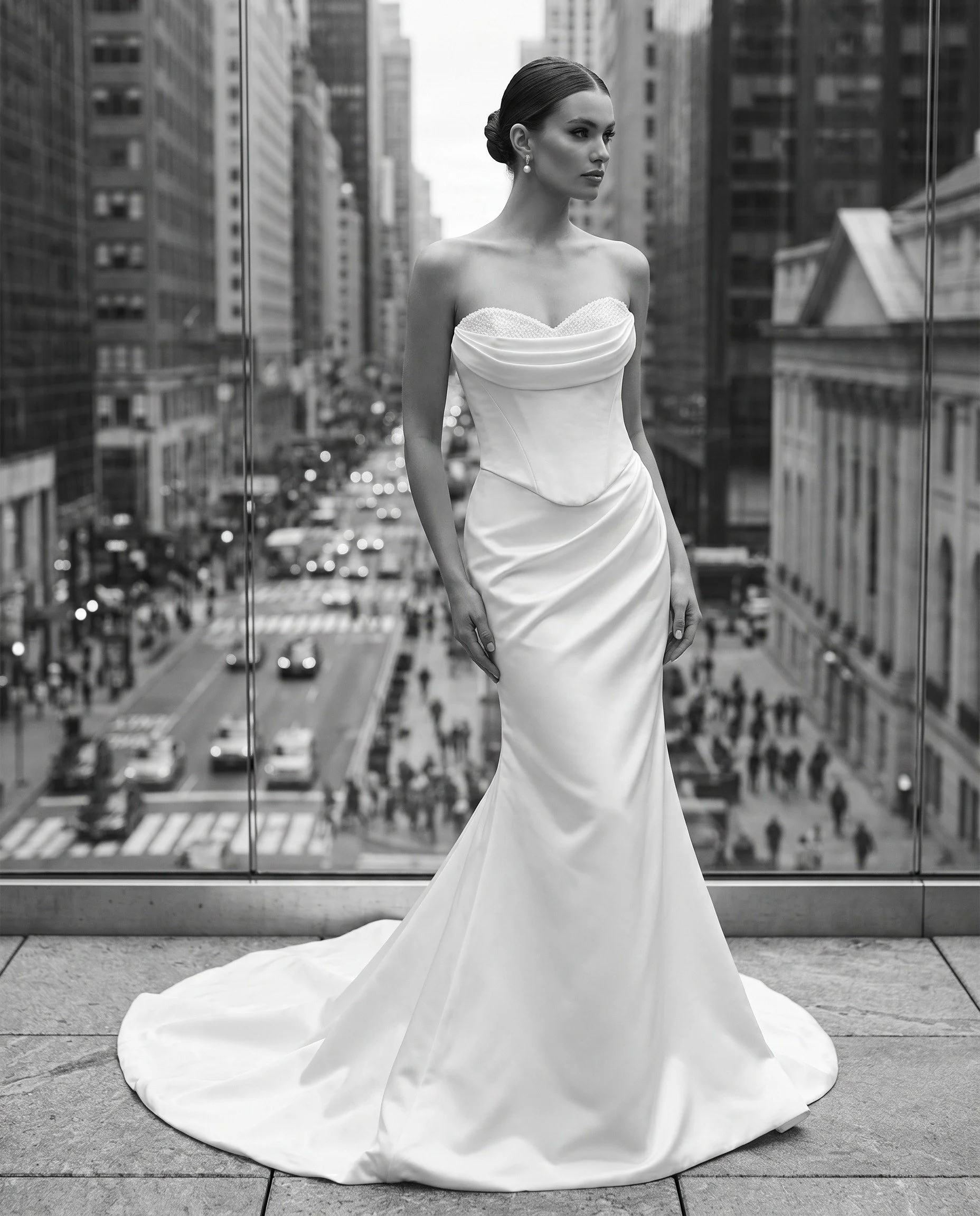 Atelier bead ed bodice   with city scape background