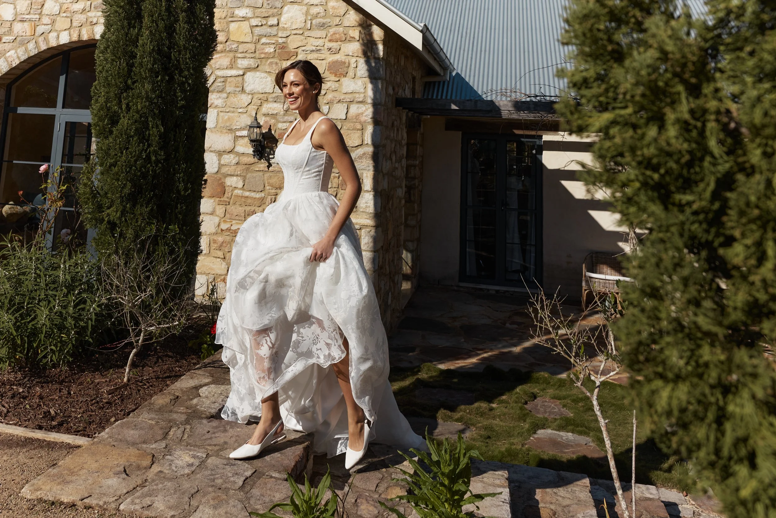 Bromeliad Bridal Gown | Embossed Organza A-Line Wedding Dress