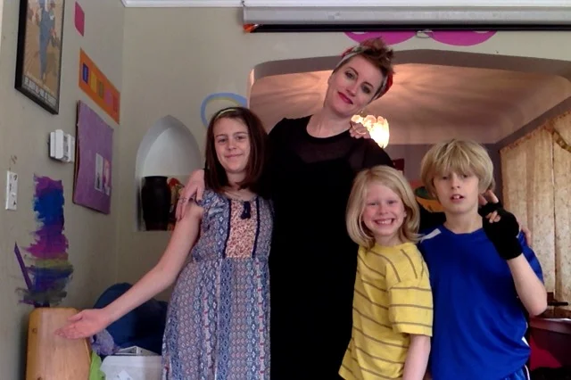Grace with her kids