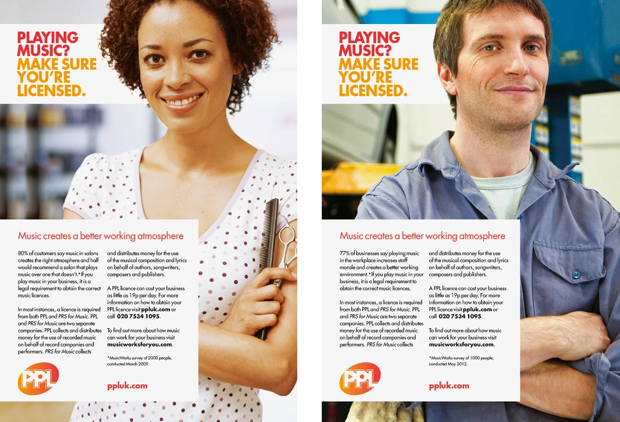 PPL licensing adverts, Alexis Design