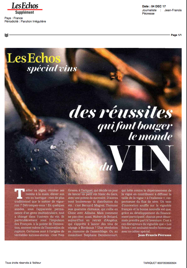 Chateau du Tariquet: Article de presse