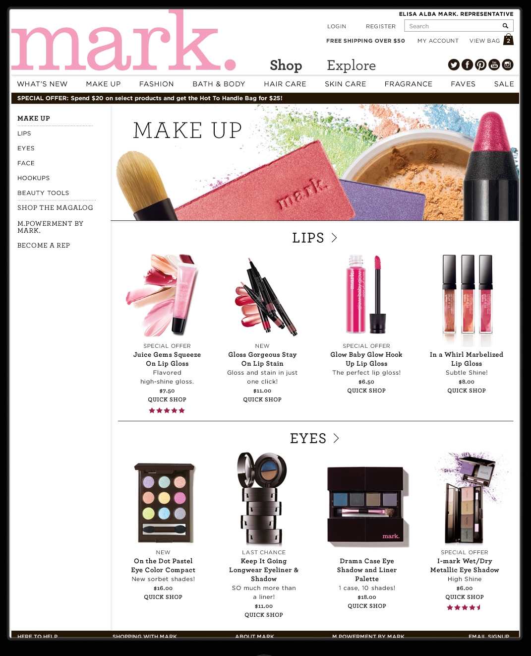 One of our SHOP pages with easy to access side navigation.