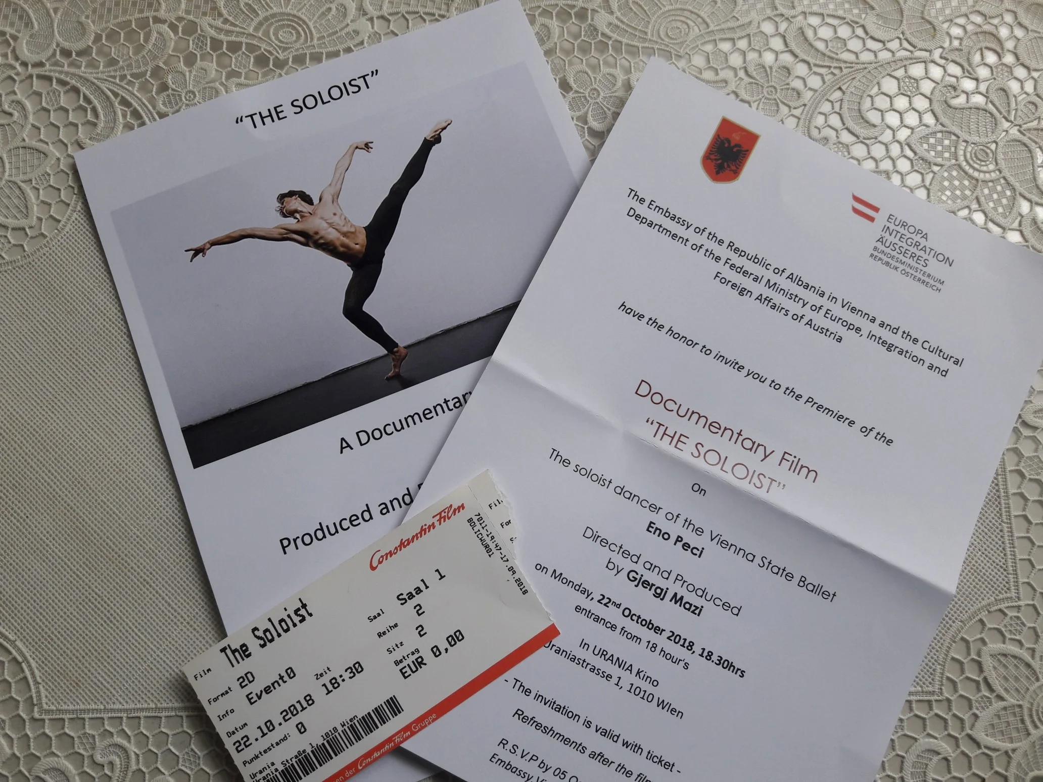Eno Peçi: "The Soloist". Première, October 22nd, 2018, Urania Kino, Vienna.
