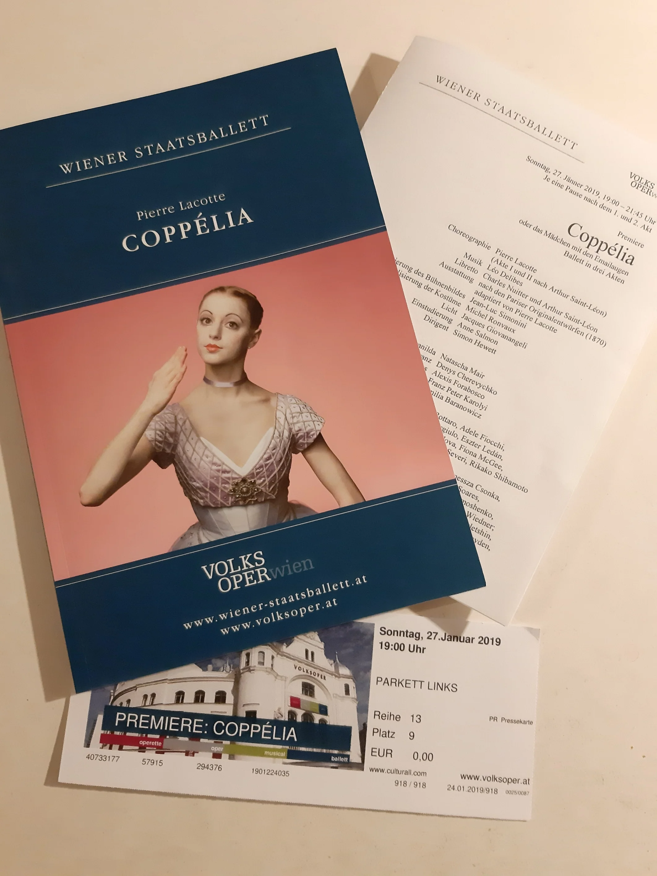 Coppélia (Première): January 27th, 2019 (Vienna State Ballet)