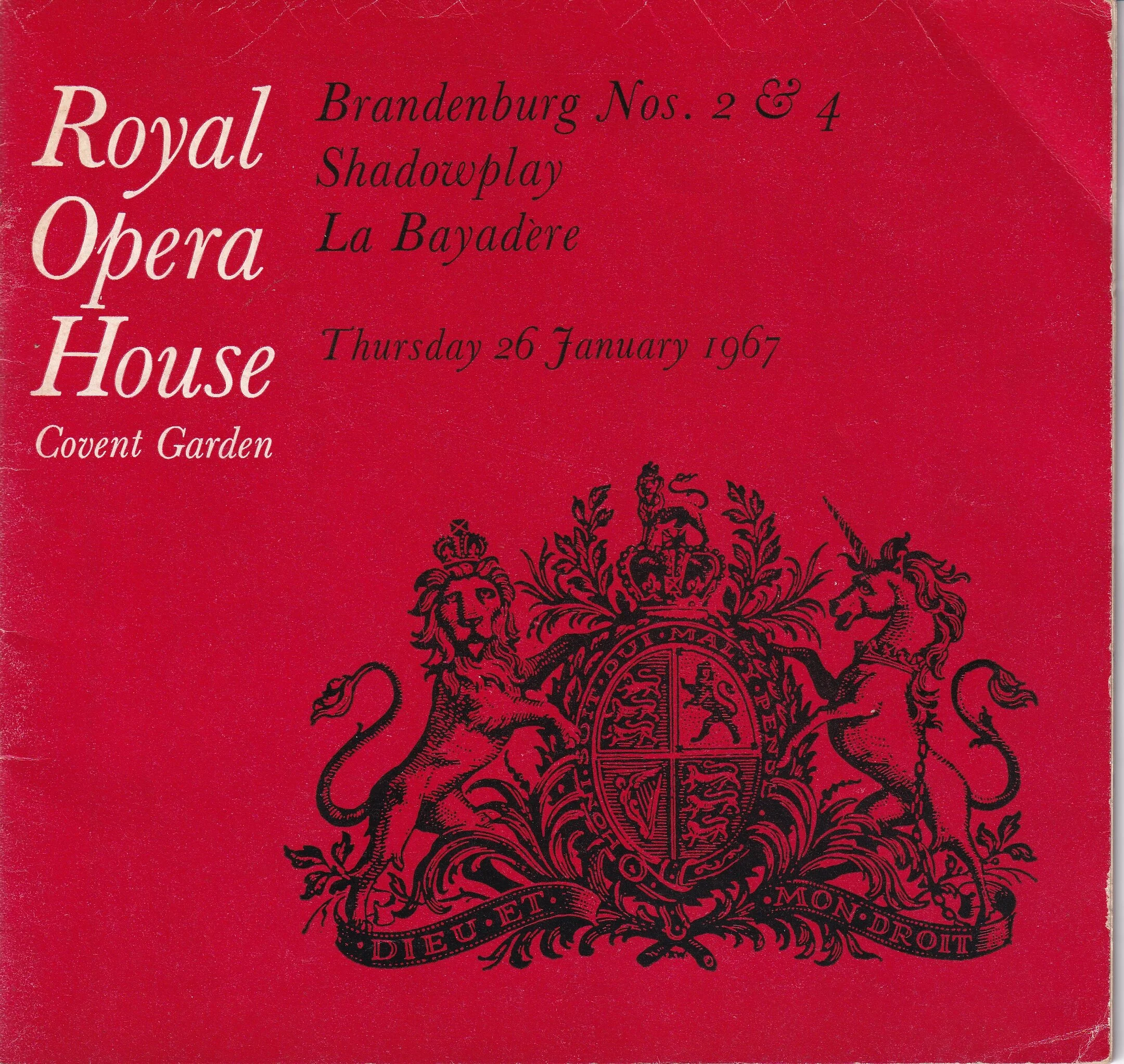 Royal Opera House, Covent Garden: January 26th, 1967 - more Memories...