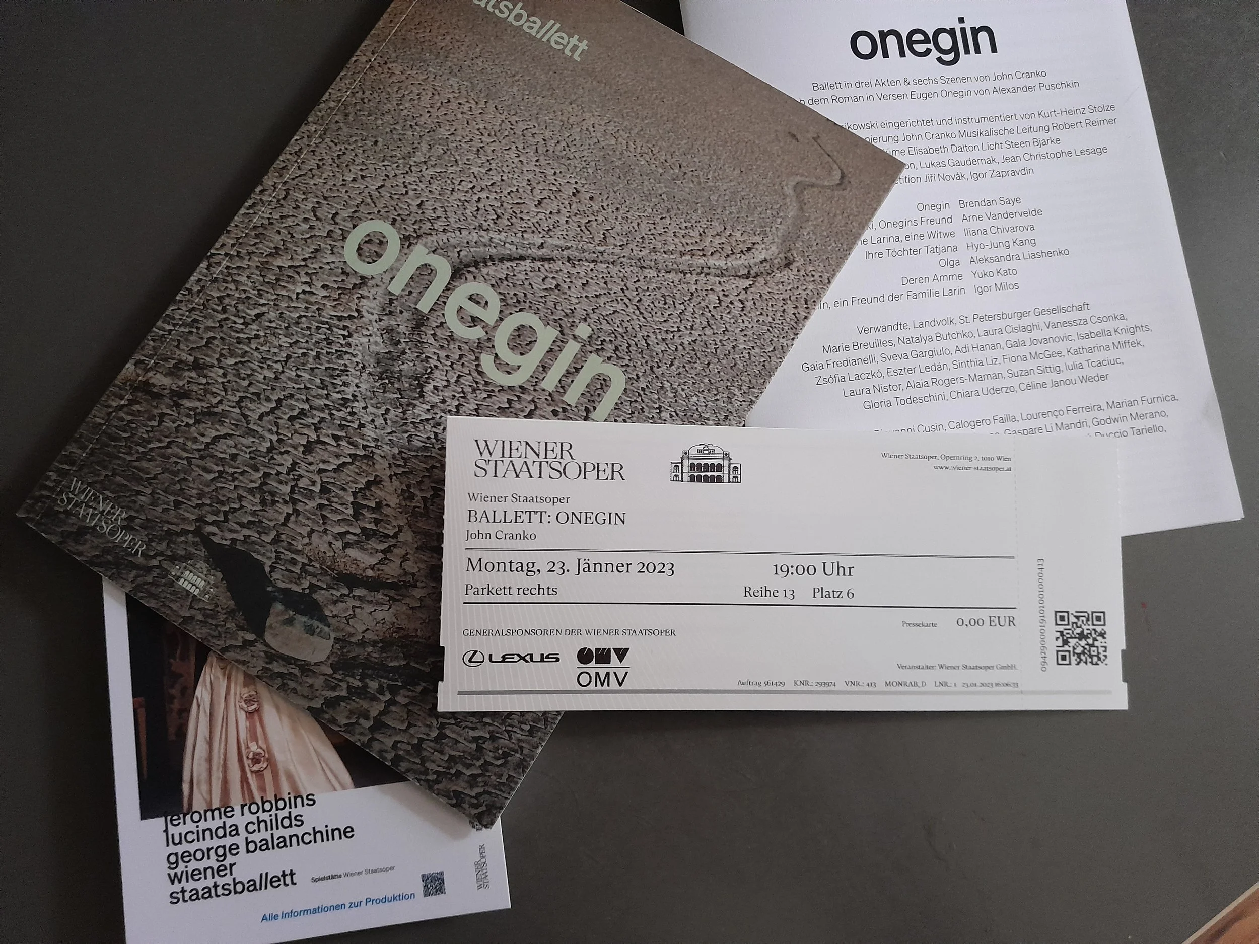 "Onegin":  Revival, Vienna State Ballet, January 23rd, 2023 (Wiener Staatsballett)