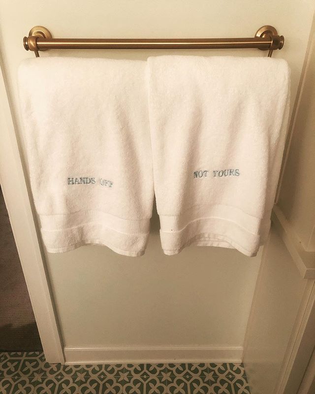 New towels because my kids keep using mine.  Is it clear?
#messagingisimportant #notyours #handsoff #embroiderysolutions #annaliinteriors